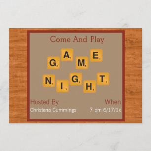 Spiel-Nachtfliese beschriftet Einladung