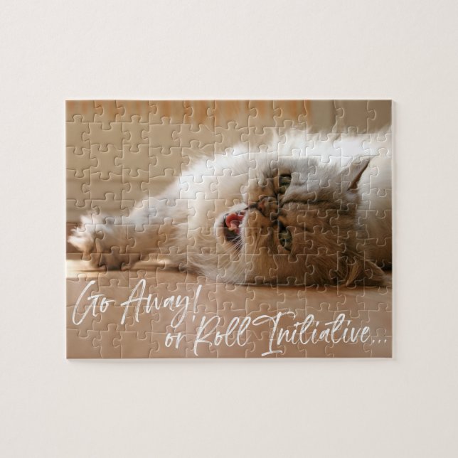 Spiel on | Angry Go Away RPG Roleplayer Cat Foto Puzzle (Horizontal)