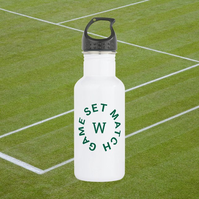 Spiel Set Match Green Mongram Tennis Edelstahlflasche (Von Creator hochgeladen)