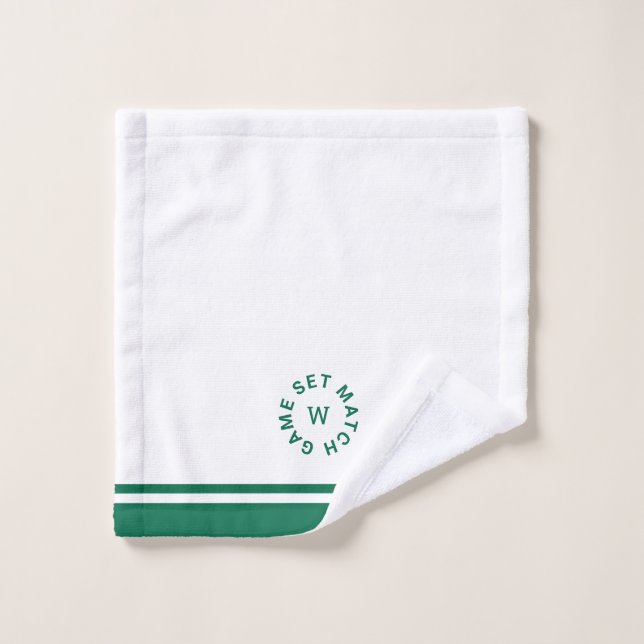 Spiel Set Match Monogram Green Stripe Tennis Face Waschlappen (Waschlappen)
