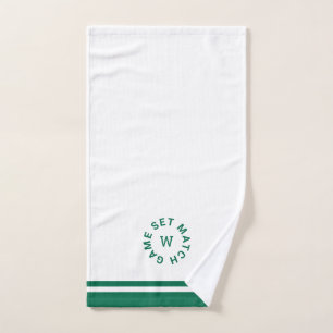 Spiel Set Match Monogram Green Stripe Tennis Handtuch