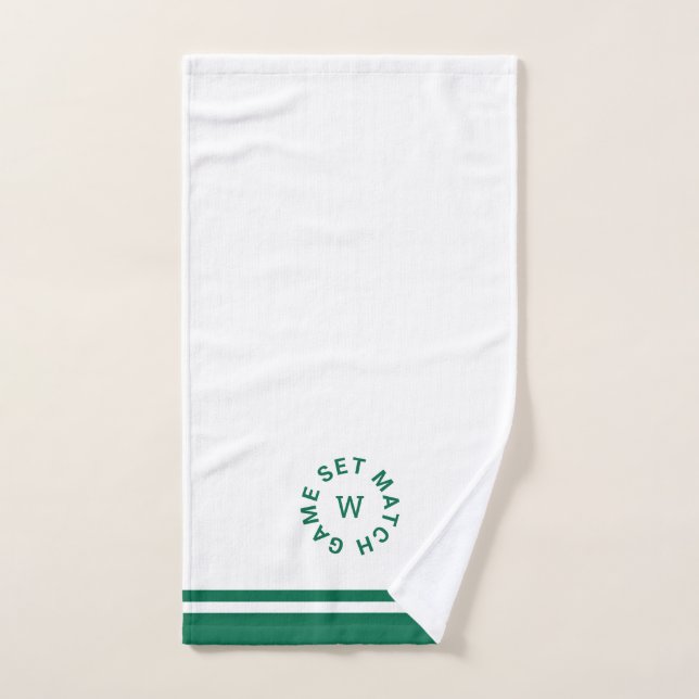 Spiel Set Match Monogram Green Stripe Tennis Handtuch (Handtuch)