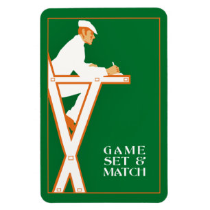 Spiel Set und Spiel, Retro-Tennis-Schiedsrichter Magnet