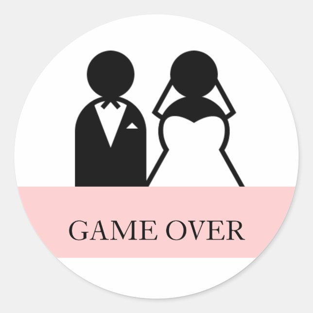 Spiel über Brautgroom Clipart Hochzeitsticker Runder Aufkleber (Vorderseite)