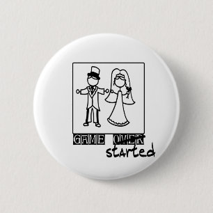 Spiel über dem Spiel T - Shirt, wedding begonnen Button