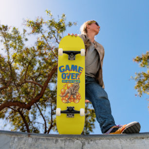 Spiel über Dinosaur-Apokalypse Pixel Art Skateboard