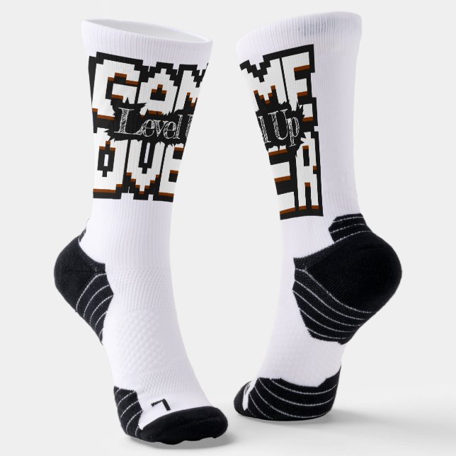 Spiel über, Level Up: Pixel, Retro Game World Socken (Gewinkelt)