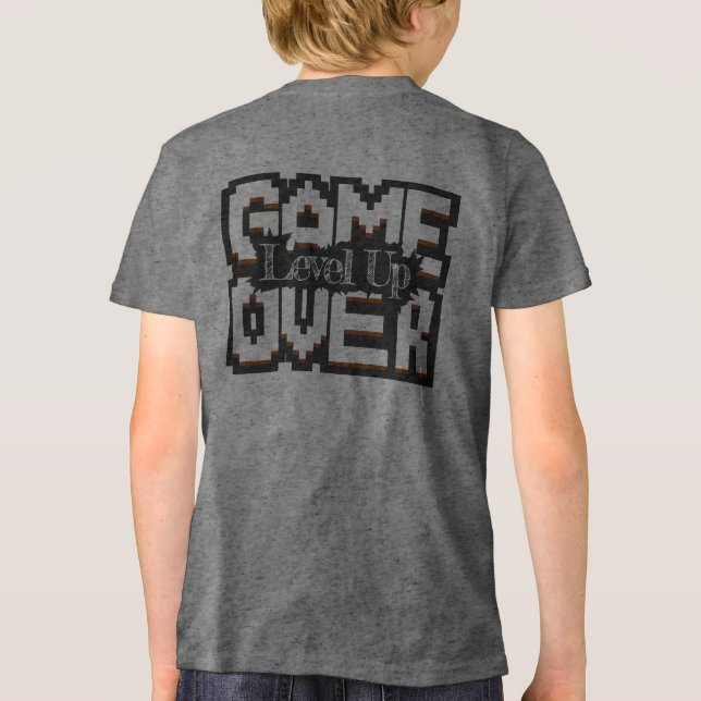 Spiel über, Level Up: Pixel, Retro Game World Tri-Blend Shirt (Rückseite)
