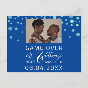 Spiel über lustiges Save the Date Hochzeitskonfet- Postkarte
