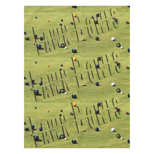 Spiel und Logo der Rasenbowls; Tischdecke (Vorderseite)