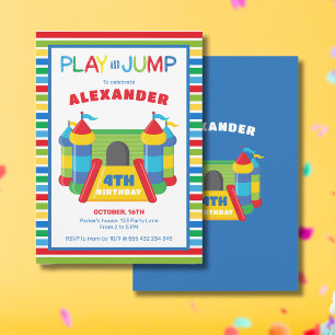 Spiel und springen blau und rot einladung