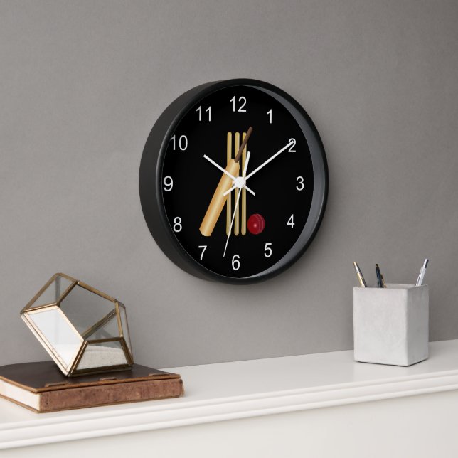 Spiel von Cricket, Bat und Ball Uhr (Büro)