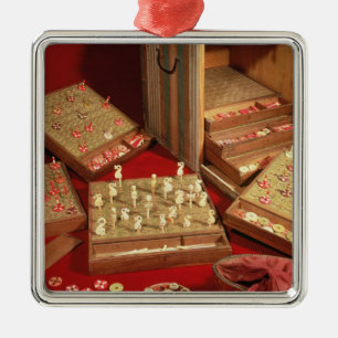 Spiel von Dauphin Lotto erfunden von Louis XIV Silbernes Ornament