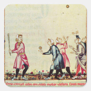 Spiel von Pelota im Freien Quadratischer Aufkleber