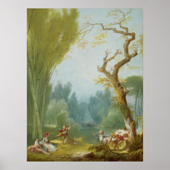 Spiel von Pferd und Reiter - Jean Fragonard Kunst Poster (Vorne)