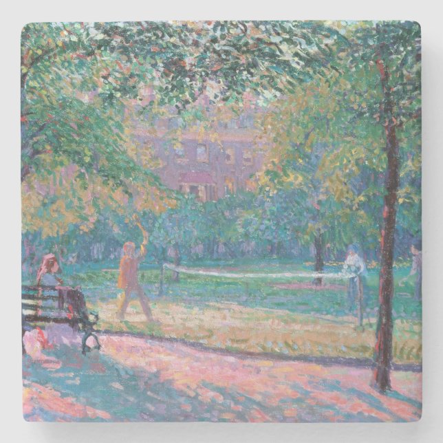 Spiel von Tennis Steinuntersetzer (Vorderseite)