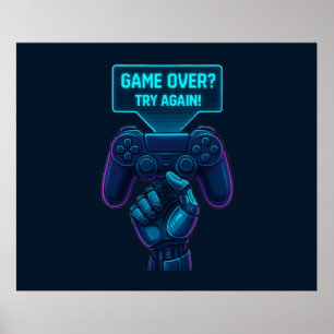 Spiel vorbei? Nochmal versuchen! - Futuristisches Poster