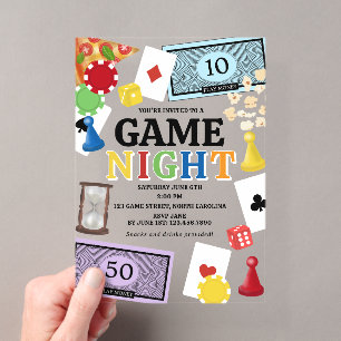 Spielabend Brettspiele Snacks Party Acryleinladungen