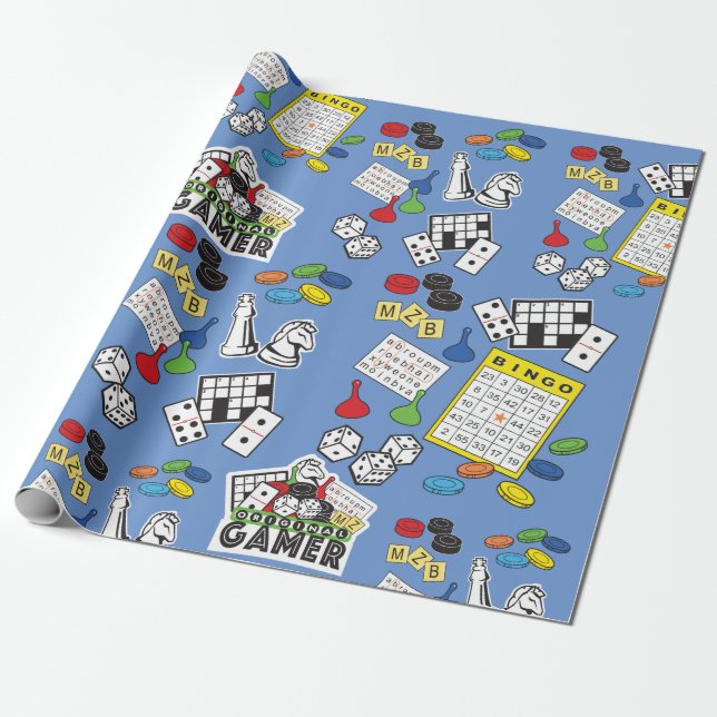 Spielabend, Brettspiele und Word-Puzzles Geschenkpapier (Ungerollt)