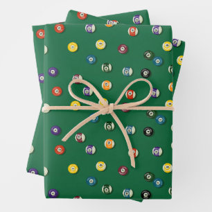 Spielabend Geburtstag Billard Poolbillard Geschenkpapier Set