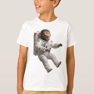 Spielaffe im Weltraum fängt Orangensafttropfen T-Shirt