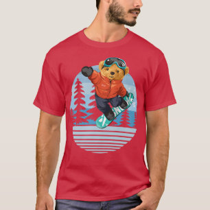Spielbär Snowboarden Wald Natur Schnee T-Shirt
