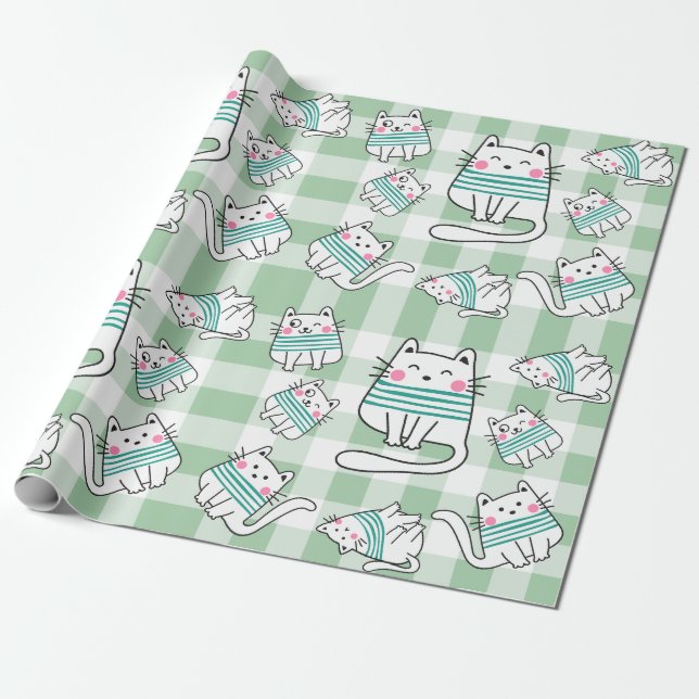 Spielbares Cat Pattern-Design Geschenkpapier (Ungerollt)
