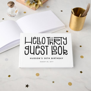 Spielbares Hallo Dreißig Typografie 30. Geburtstag Gästebuch