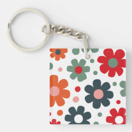 Spielbares Retro-Blume Muster Schlüsselanhänger