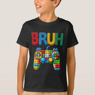 Spielbausteine Bruh Sagen Gamer Jungen Ziegel  T-Shirt