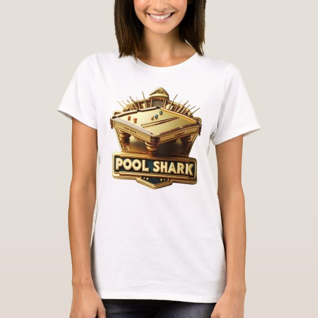 Spielbeherrschung: Pool Shark-Logo am Billardtisch T-Shirt (Vorderseite)