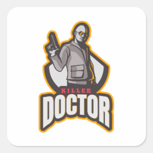 Spielcharakter Gaming-Emblem Gaming-Logo Team Quadratischer Aufkleber