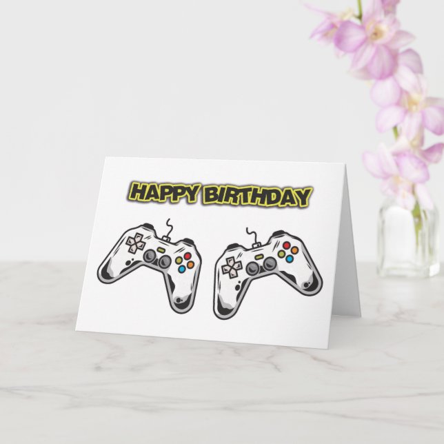 Spielcontroller Geburtstagskarte Karte (Orchidee)