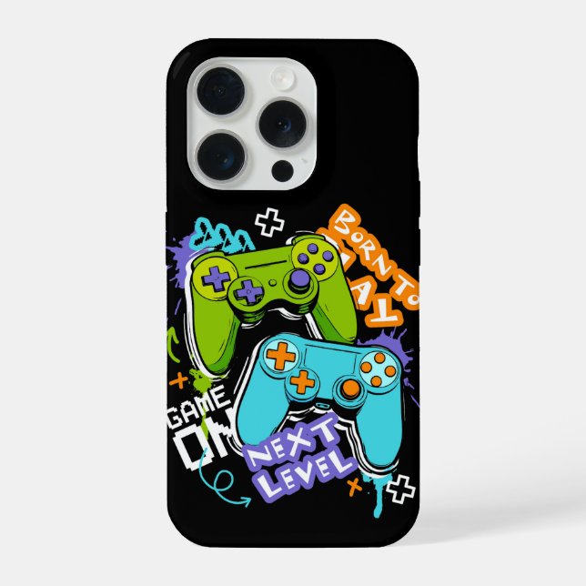 Spielcontroller Graffiti  Gaming Born To Play  iPhone Hülle (Rückseite)