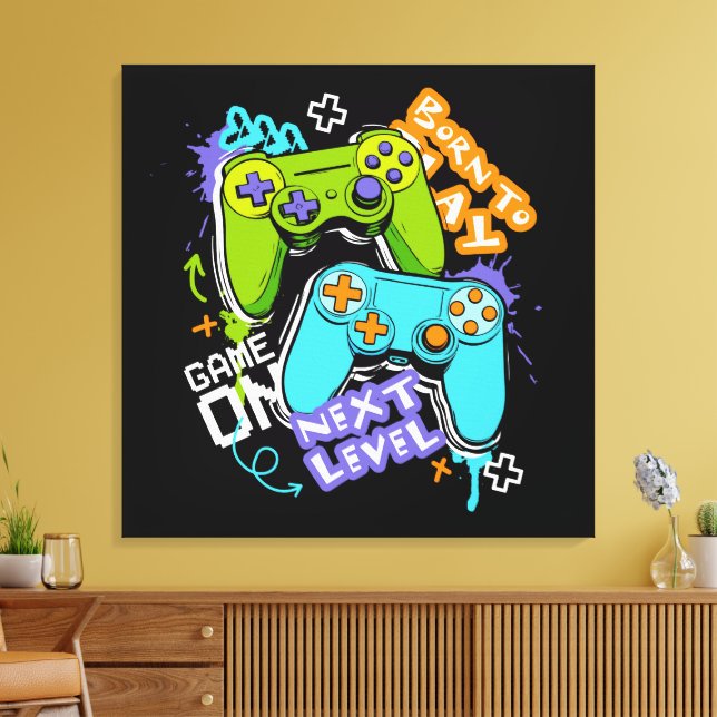 Spielcontroller Graffiti  Gaming Born To Play  Leinwanddruck (Insitu (Wohnzimmer))