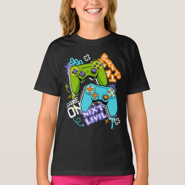 Spielcontroller Graffiti  Gaming Born To Play  T-Shirt (Vorderseite)