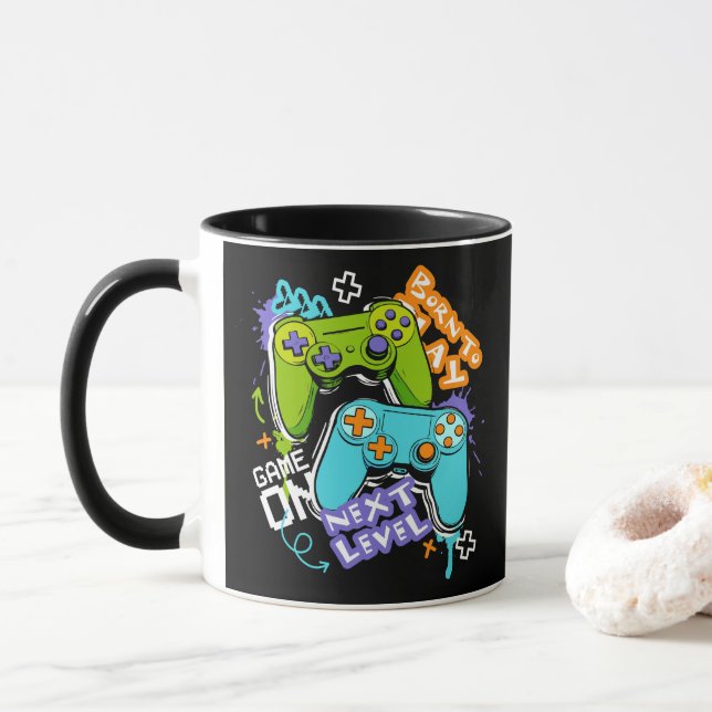 Spielcontroller Graffiti  Gaming Born To Play  Tasse (Mit Donut)