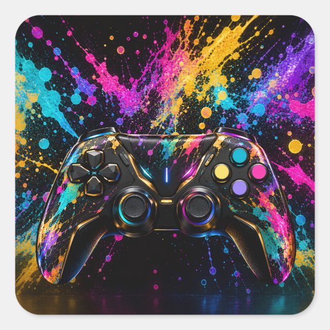 Spielcontroller Quadratischer Aufkleber (Vorderseite)