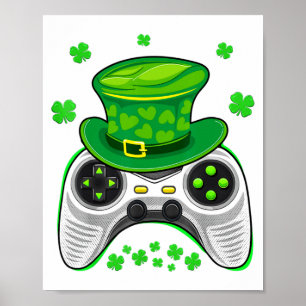 Spielcontroller Shamrock Gamer St. Patricks Day Ga Poster