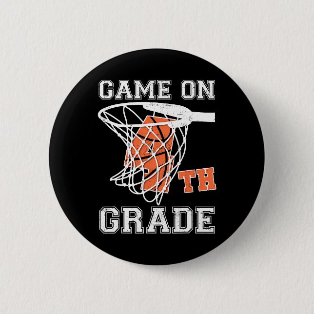 Spiele auf 4. Klasse Basketball Erster Schultag Button (Vorderseite)