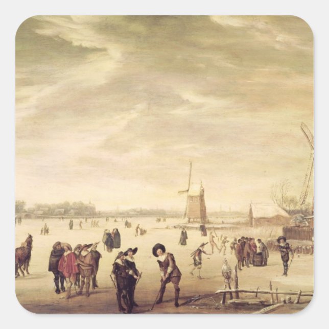 Spiele auf Eis Quadratischer Aufkleber (Vorderseite)