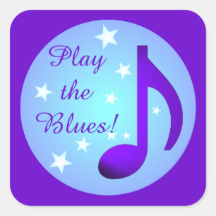 Spiele die Blues Purple Blue Note Circle Stars Quadratischer Aufkleber