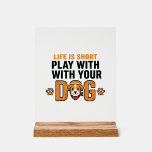 Spiele mit deinem Hund Lustige Vintage-Gravur Desi Acrylschild
