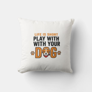 Spiele mit deinem Hund Lustige Vintage-Gravur Desi Kissen