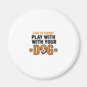 Spiele mit deinem Hund Lustige Vintage-Gravur Desi Magnet