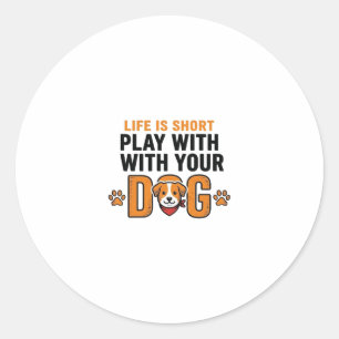 Spiele mit deinem Hund Lustige Vintage-Gravur Desi Runder Aufkleber