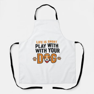 Spiele mit deinem Hund Lustige Vintage-Gravur Desi Schürze
