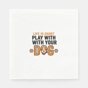 Spiele mit deinem Hund Lustige Vintage-Gravur Desi Serviette