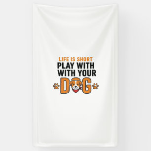 Spiele mit deinem Hund Lustiges Vintage-Stichdesig Banner
