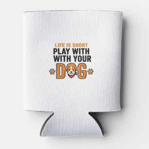 Spiele mit deinem Hund Lustiges Vintage-Stichdesig Dosenkühler